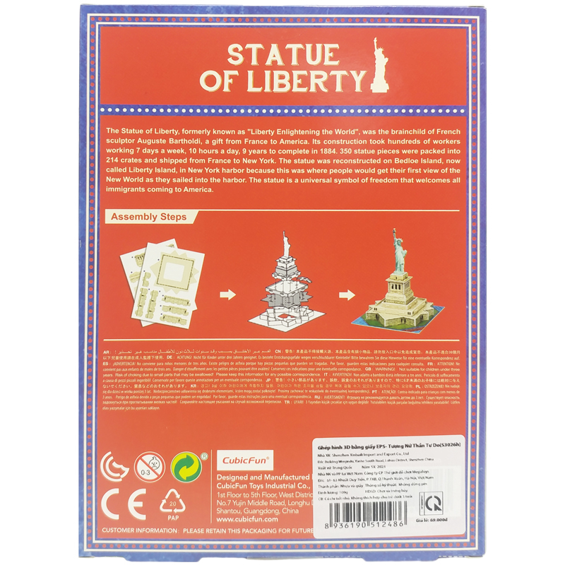 Mô Hình Giấy 3D Tượng Nữ Thần Tự Do - Cubic Fun S3026H (31 Mảnh Ghép)