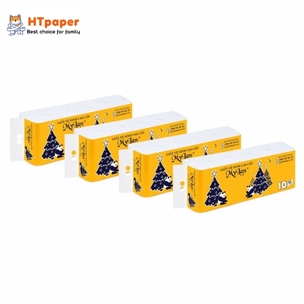 Giấy Vệ Sinh MyLan Gấu Thông 10 Cuộn 4 Lớp Siêu Dai và Mềm - HTPaper