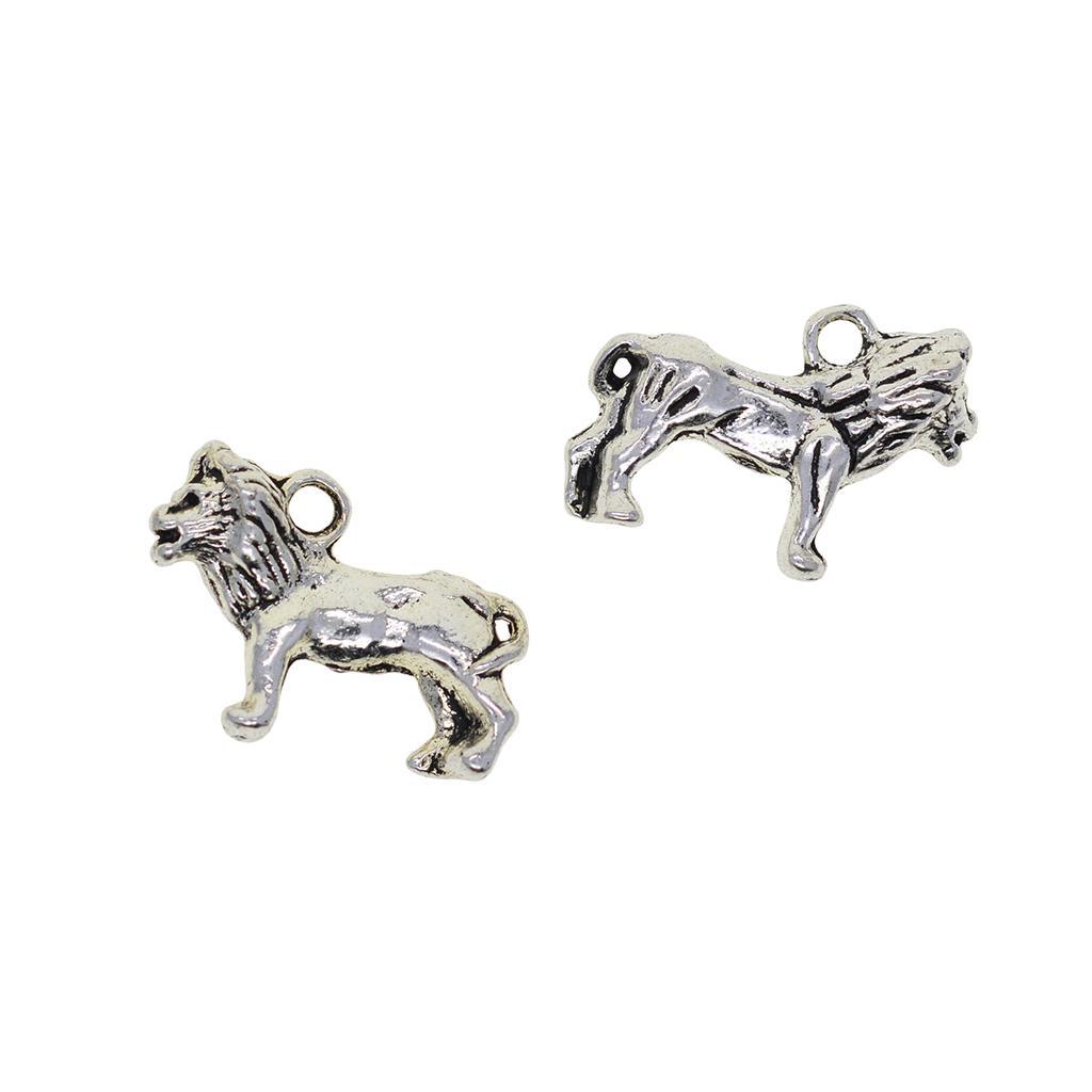 20 Piece Silver Mini Alloy Lion Shaped Charms Pendants DIY Jewelry Making Findings Accessories