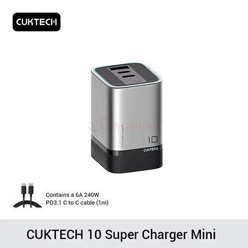 Cốc sạc Cuktech 10 GaN Mini 1USB 2Type-C 120W AD1203P - Hàng chính hãng