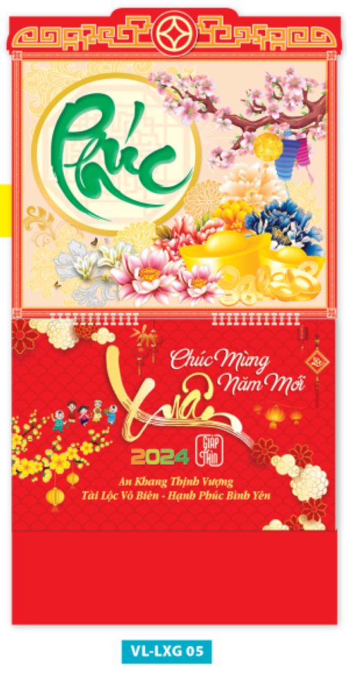 Lịch Lò Xo Treo Bộ Số 12 Tháng 2024 - VL-LXG05 - Phúc Kim Tiền - Vanlangbooks