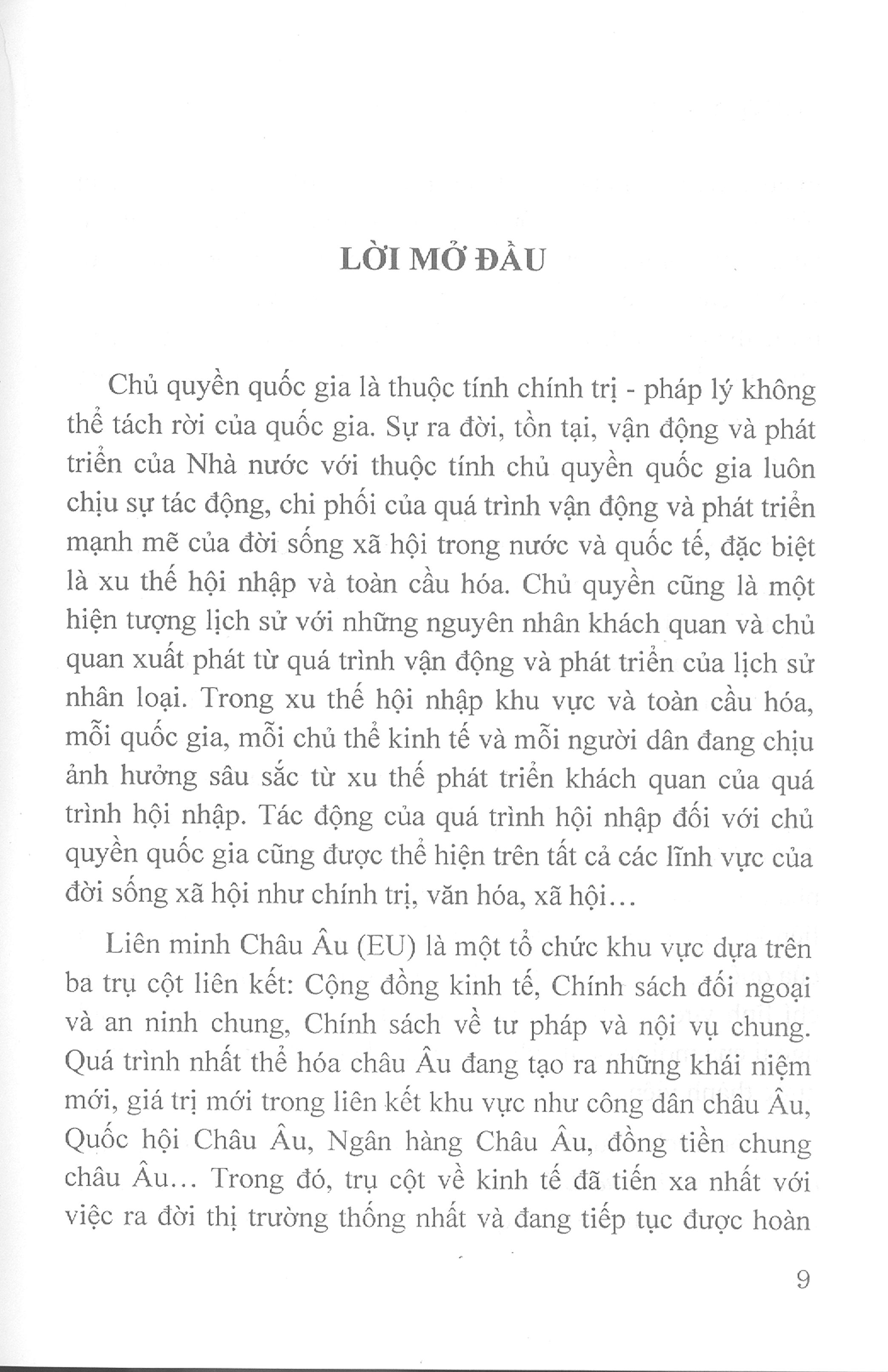 Chủ Quyền Quốc Gia Trong Quá Trình Hội Nhập Của Liên Minh Châu Âu (Sách chuyên khảo)