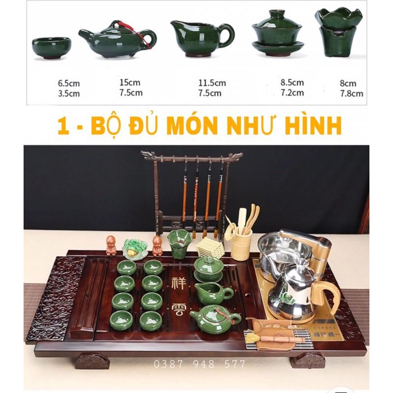 Bàn trà điện thông minh đa năng cao cấp cảm ứng tự động bơm nước Khung gỗ 92cm,Bộ bàn trà đạo mặt nan màu nâu