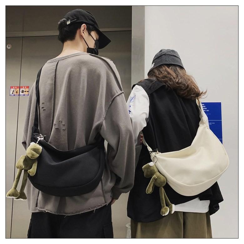 Túi ToTe đeo chéo nam nữ vải canvas, phong cách đường phố dành cho học sinh sinh viên