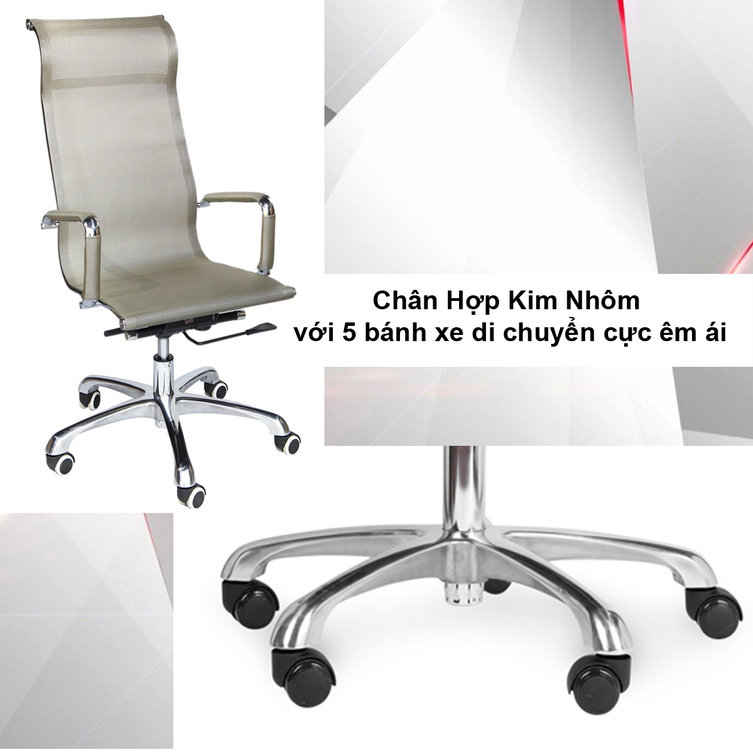 Ghế Lưới Văn Phòng Chân Xoay Lưng Cao AZP-G811-ĐỒNG - Hàng Nhập Khẩu