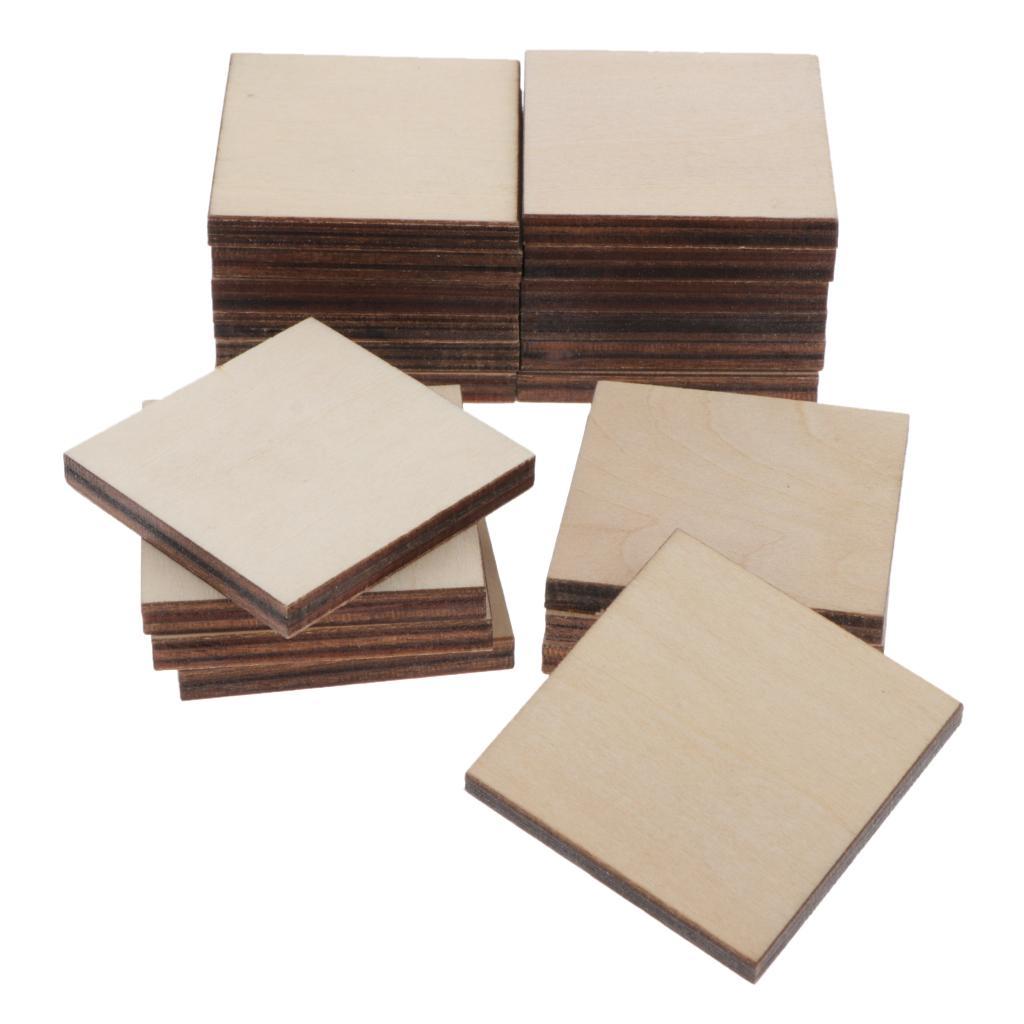 Square Unfinished Wood Pieces Blank Plaque DIY Craft