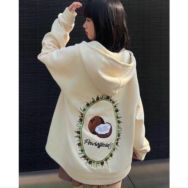 Áo Khoác Hoodie Nam Nữ Họa Tiết Trái Dừa Chất Liệu Nỉ Bông Form Rộng Có Nón Chống Nắng Khóa Kéo Cao Cấp Hot Trend Bao Ngầu HTM FASHION