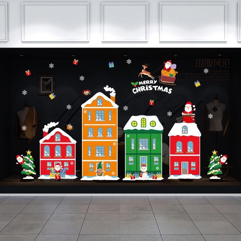 Decal trang trí Noel - Thành Phố lớn sắc màu đón giáng sinh