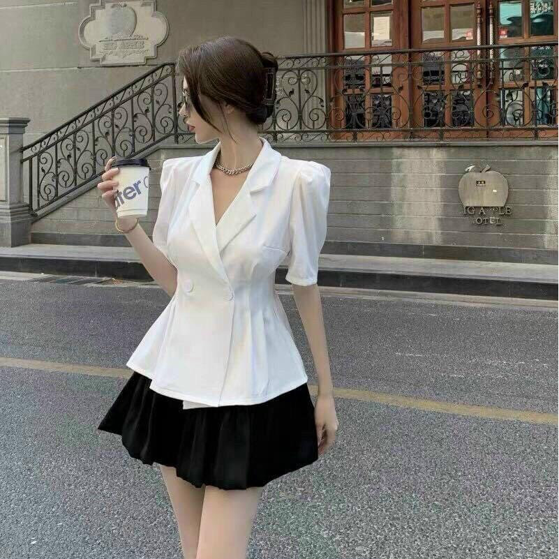 Sét áo vest và chân váy bí phong cách tiểu thư sang chảnh