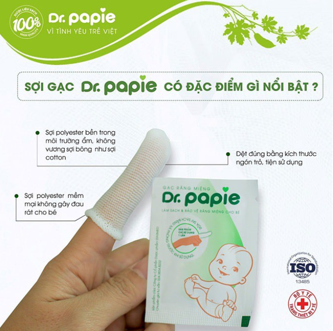 2 hộp gạc rơ lưỡi, vệ sinh răng miệng cho bé dr papie 2