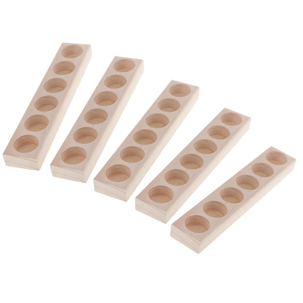 5pcs Essential Oil Bottle Organizer Rack Wooden Aromatherapy Display Stand