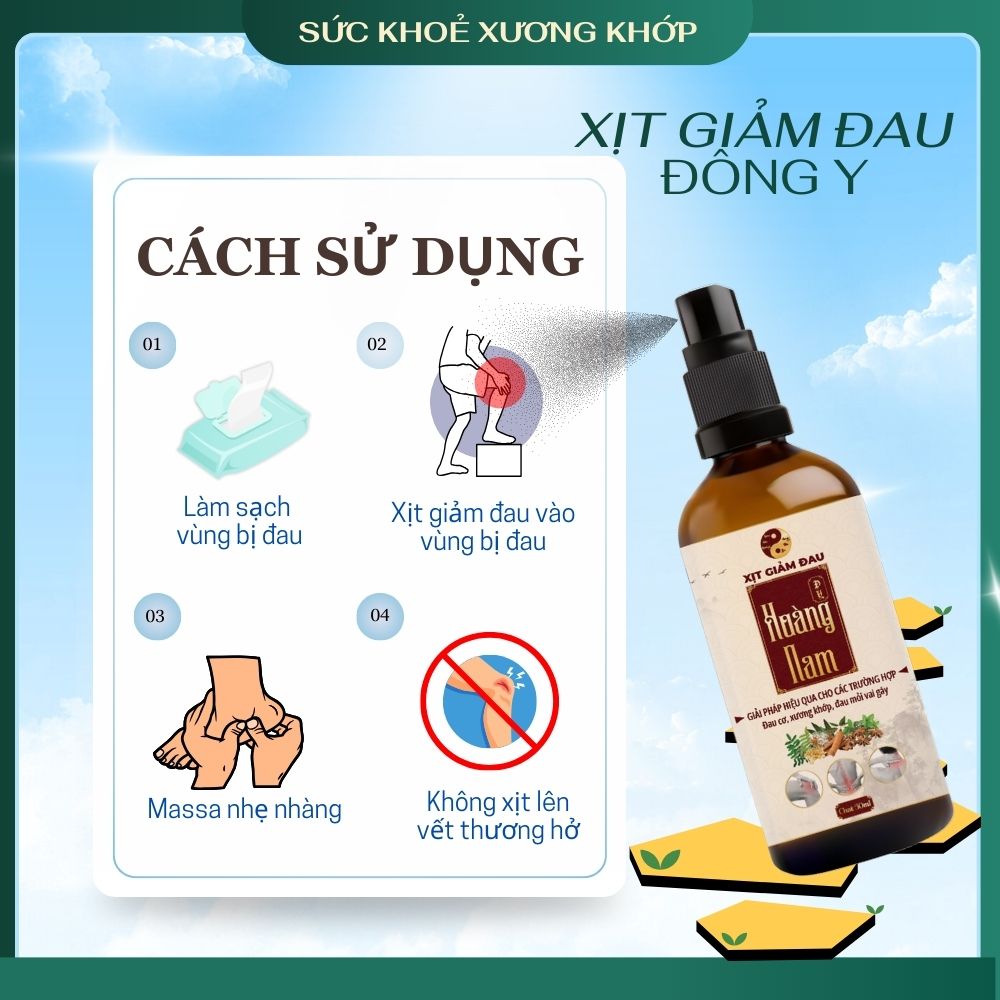 Xịt giảm đau Đông Y Hoàng Nam hỗ trợ giảm đau cơ xương khớp cho người lớn tuổi Chai 50ml