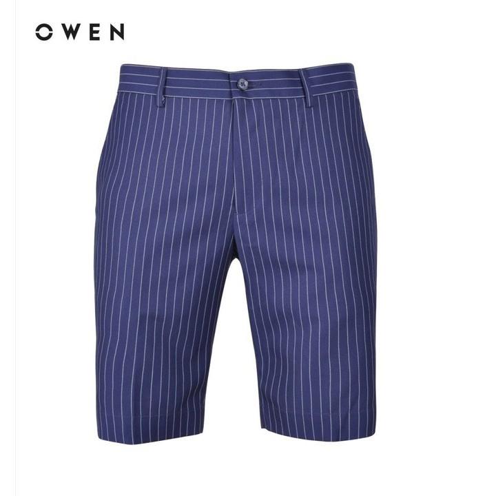OWEN - Quần short nam Owen kẻ sọc màu xanh navy 20235
