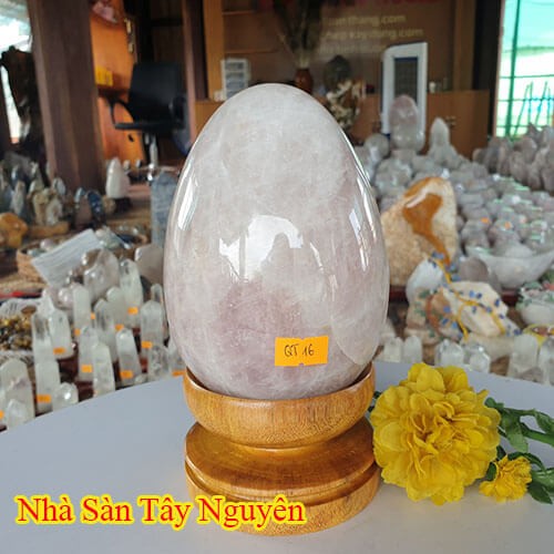 Quả trứng đá thạch anh hồng tự nhiên phong thủy | Hợp mệnh Hỏa và Thổ QT16 nặng 2.14kg kích thước 18.5x9 – vật phẩm phong thủy may mắn
