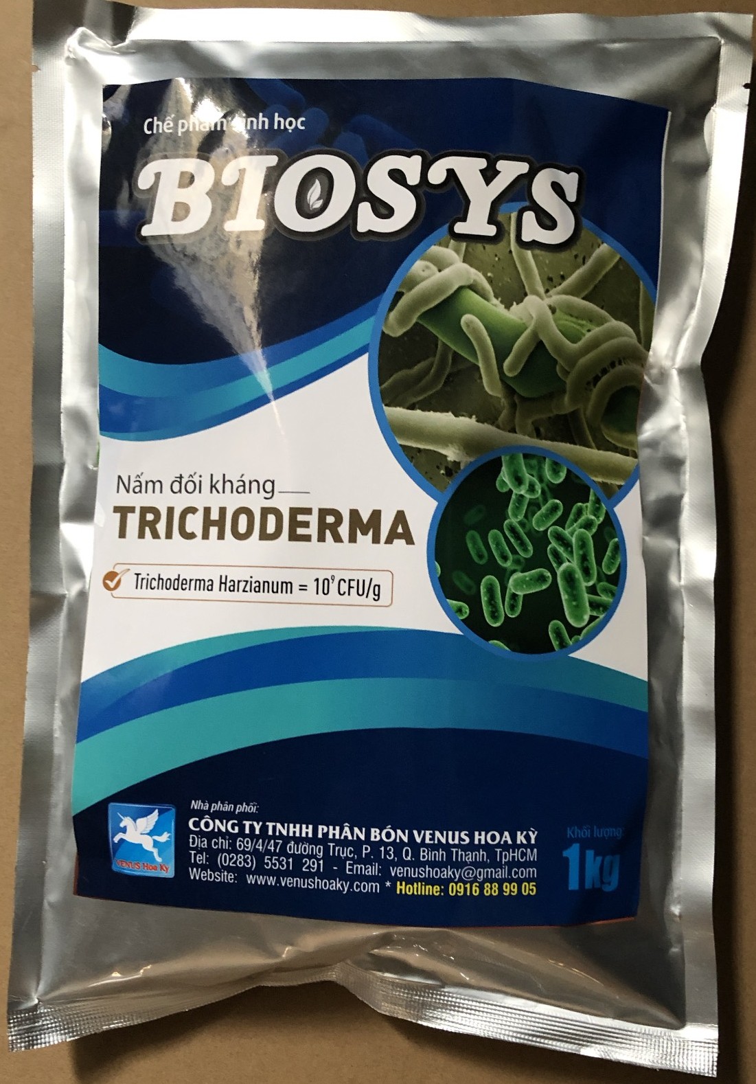 Biosys - Nấm đối kháng Trichoderma bao 1kg, giúp tăng cường hệ vi sinh vật có ích trong đất