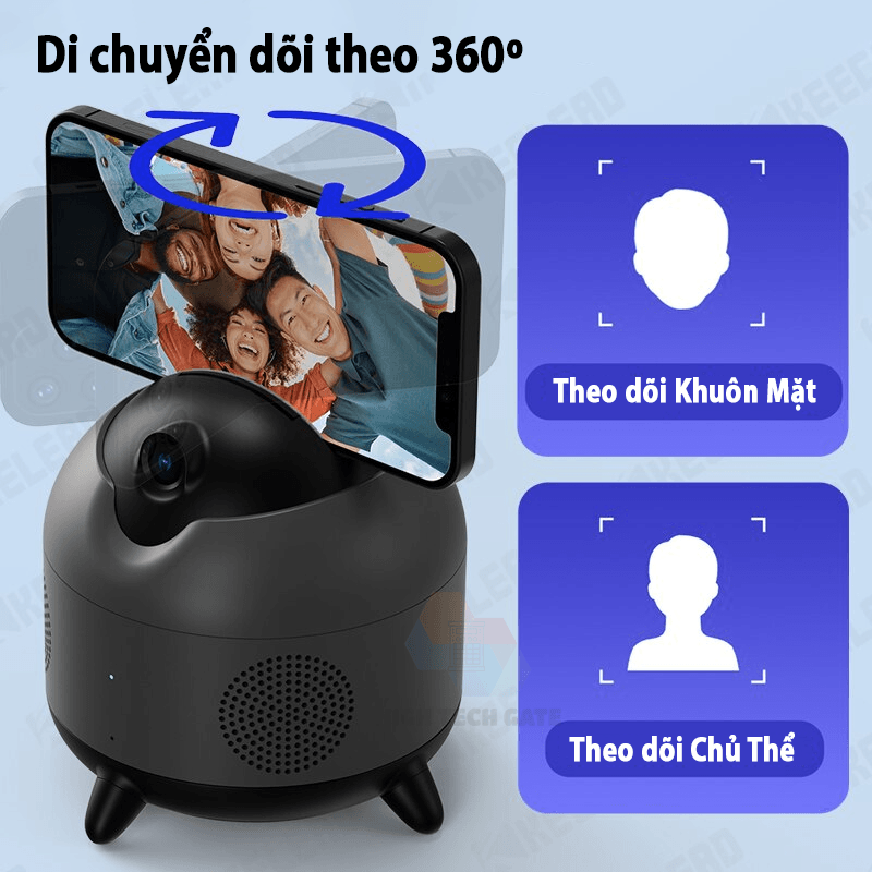 Giá đỡ điện thoại AI gimbal xoay 360 độ HIGH TECH GATE M136 hỗ trợ livestream, quay tiktok, video ngoài trời tự động theo dõi khuôn mặt, phát nhạc bluetooth, hàng chính hãng