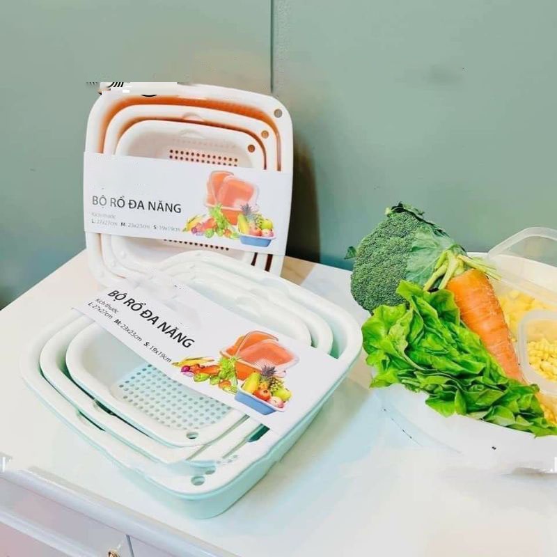 Combo bộ rổ 6 món kèm chậu chất liệu nhựa cao cấp, đựng đồ đa năng