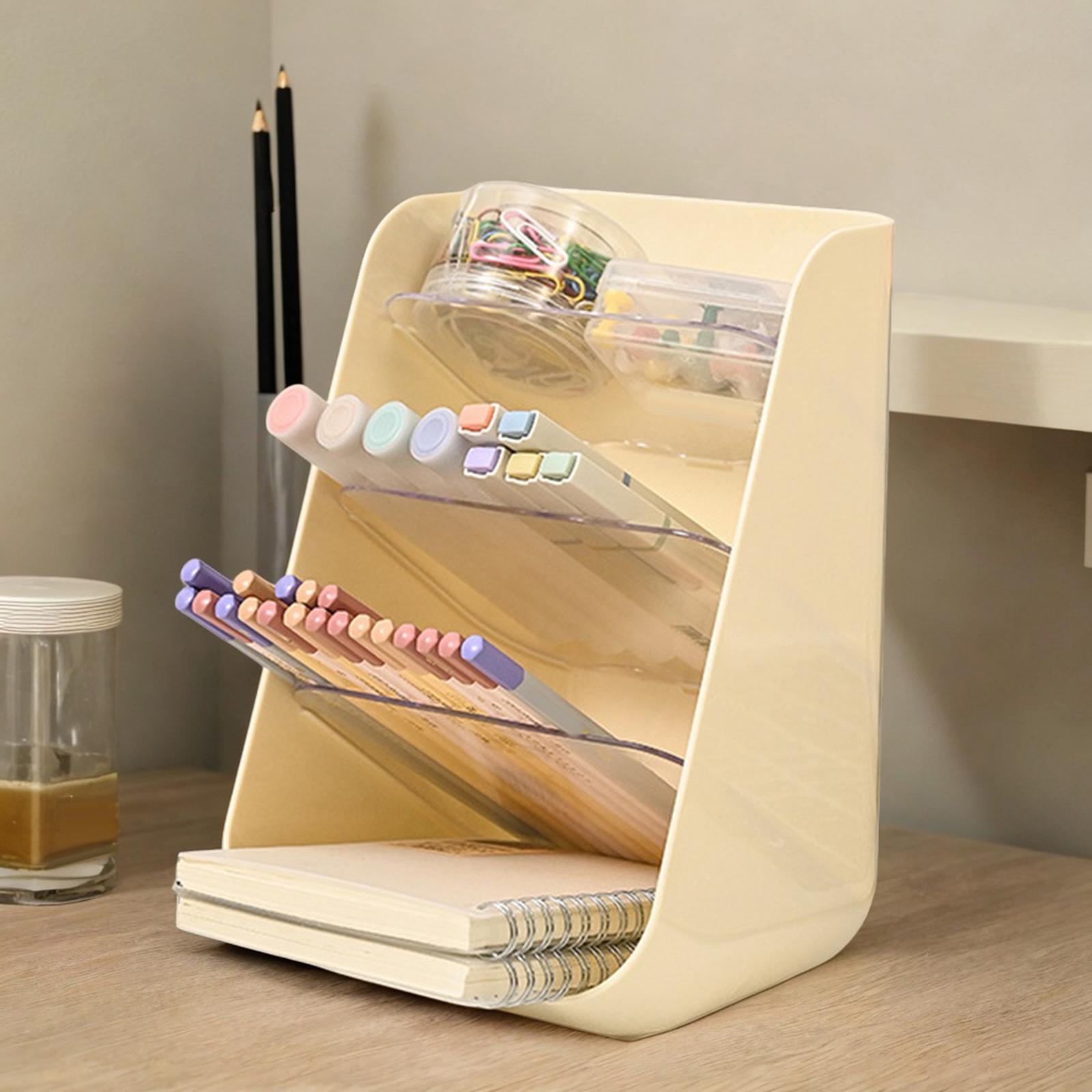 Desktop Organizers Bookshelf Pencil Pen Holder Multipurpose 4 Tier for Dorms