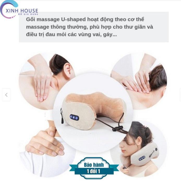 Gối massage cổ chữ U - Hỗ trợ massaga cổ vai gáy hiệu quả .