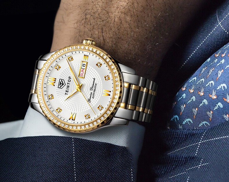 Đồng hồ nam chính hãng Teintop T8629-2 Fullbox, Kính sapphire ,chống xước,chống nước,dây kim loại thép không gỉ 316L, máy cơ , Mới 100%,Bảo hành 24 tháng,thiết kế đơn giản,sang trọng và lịch lãm