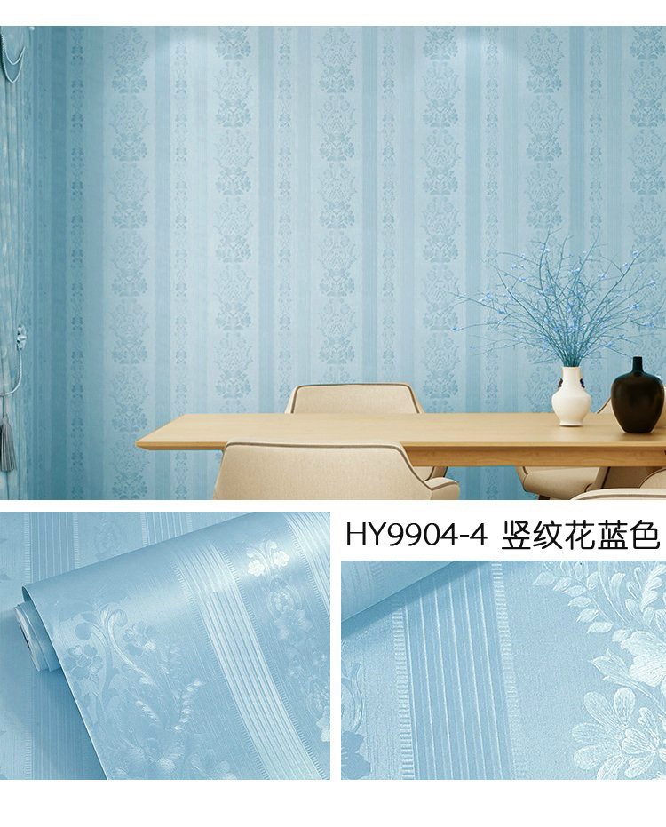 Giấy dán tường 3D cuộn 10m màu xanh da trời có sẵn keo