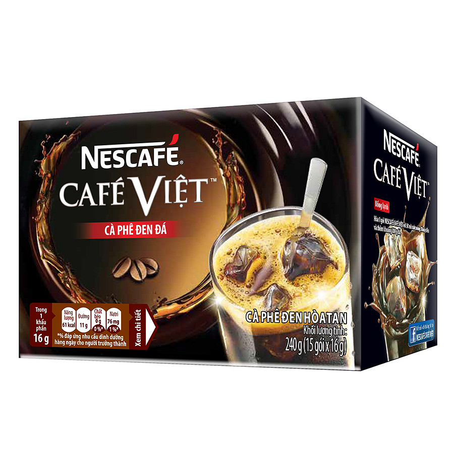 Cà phê hòa tan NESCAFÉ Café Việt Cà phê đen đá - Hộp 15 gói x 16 g
