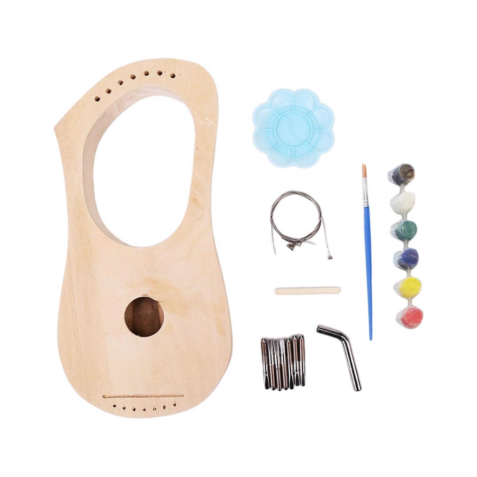Harp Making Material Set, 7 String DIY Set, Soft Sound Interactive Beginners String Lyre, Harp Lyres, Wood String Instrument for Stage