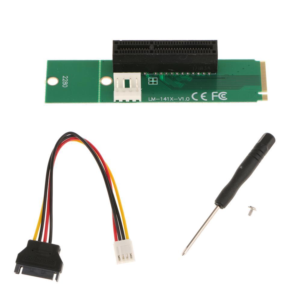 M.2 Key-M NGFF to PCI-E 1x 4x Adapter Converter Card with SATA Power Cable