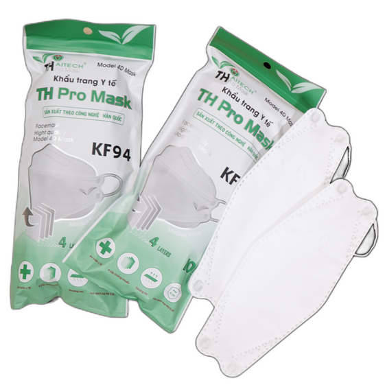 KHẨU TRANG KHÁNG KHUẨN 4 LỚP KF94 CHỐNG BỤI MỊN - 30 TÚI/THÙNG - TH PRO MASK