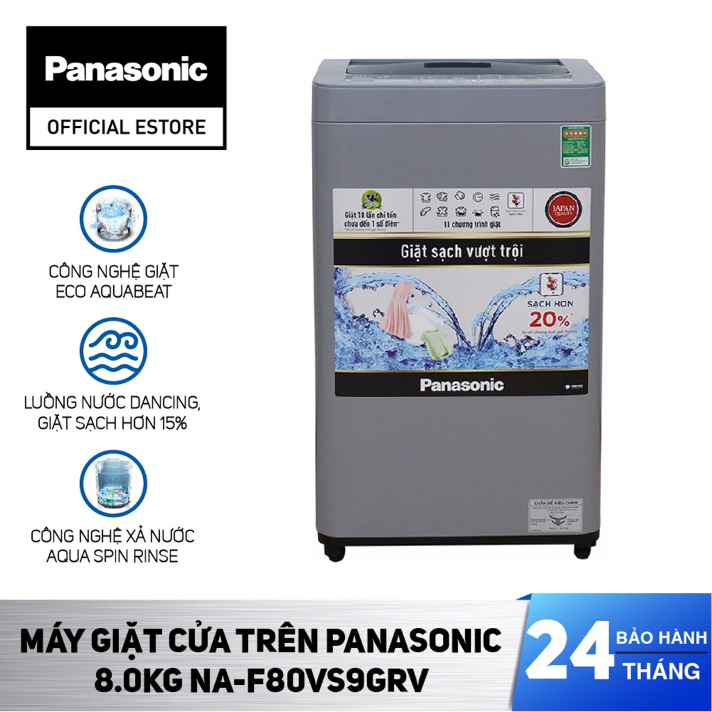 [Chỉ Giao Tại HCM] - Máy Giặt Cửa Trên Panasonic 8.0KG NA-F80VS9GRV - Hàng Chính Hãng