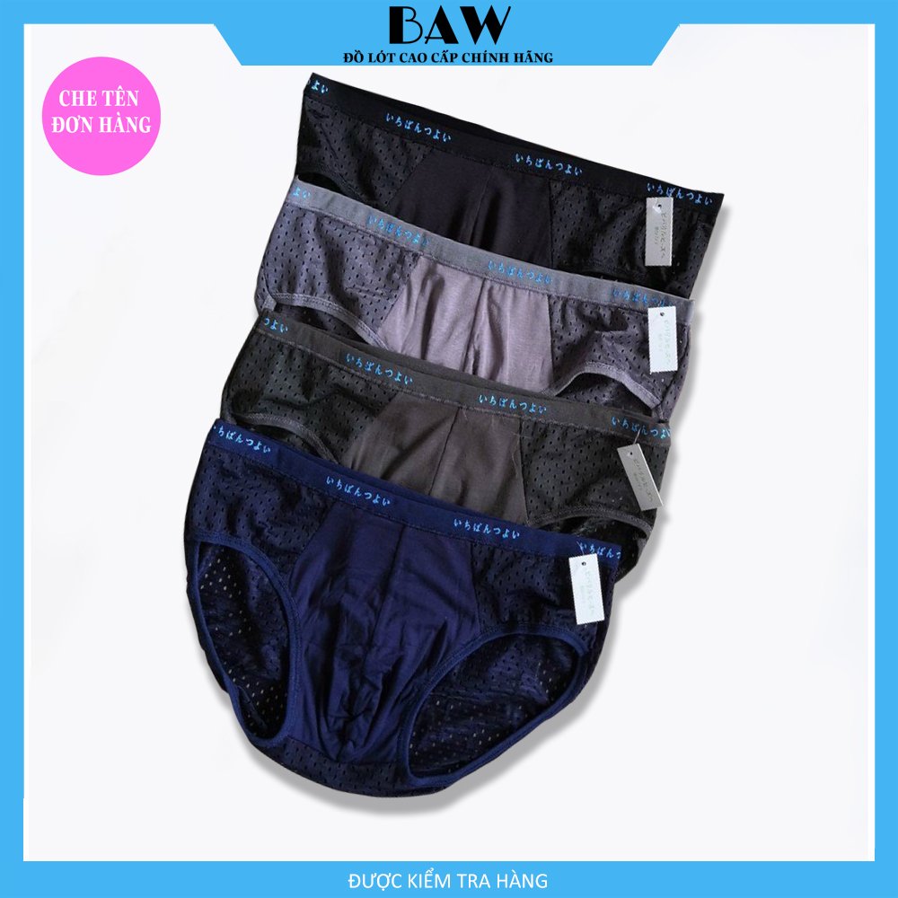 Quần Lót nam thông hơi, Quần Boxer nam vải thun lụa băng co giãn thoáng mát thương hiệu BAW  NT7979