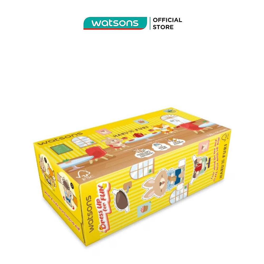 Khăn Giấy Hộp Watsons Facial Box Tissue 3ply x 100s (Haru&amp;Furi)(Hình Ngẫu Nhiên)
