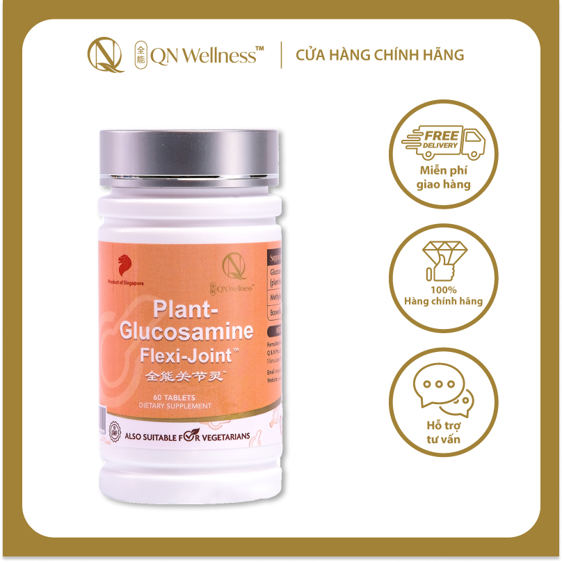 Viên Uống Hỗ Trợ Xương Khớp Plant Glucosamine QN Wellness Chiết Xuất Ngô Thuần Chay, Cung Cấp Máu Cho Khớp, Hỗ Trợ Giảm Sưng, Nâng Đỡ Sụn, Tăng Khả Năng Vận Động  - Hộp 60 Viên