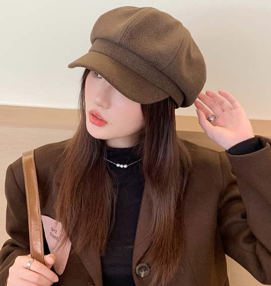 Mũ bê rê nữ dạ trơn 2 lớp cao cấp phong cách Hàn, nón nồi có vành cho nữ mới