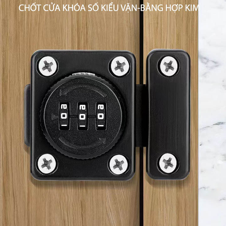 Chốt cửa khóa số kiểu vặn với 3 mã số có thể thay đổi được, bằng hợp kim chắc chắn