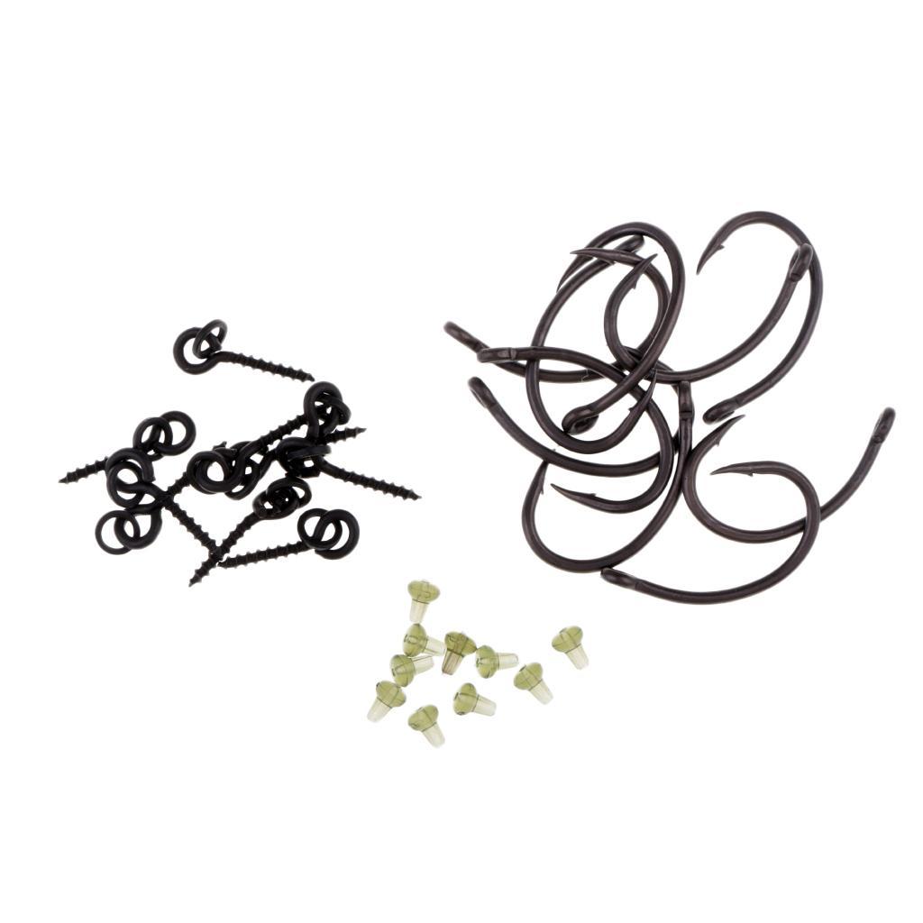 30pcs Bait Screws with O Rings, Carp Rig Ring Stops Rubber Hook Stops Carp Fishing Hooks Chod Rigs