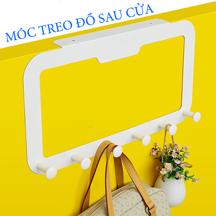Móc Treo Đồ Sau Cửa 6 Móc E1605 - Giá Đỡ Dán Sau Cửa Treo Quần Áo Nón Tiện Lợi
