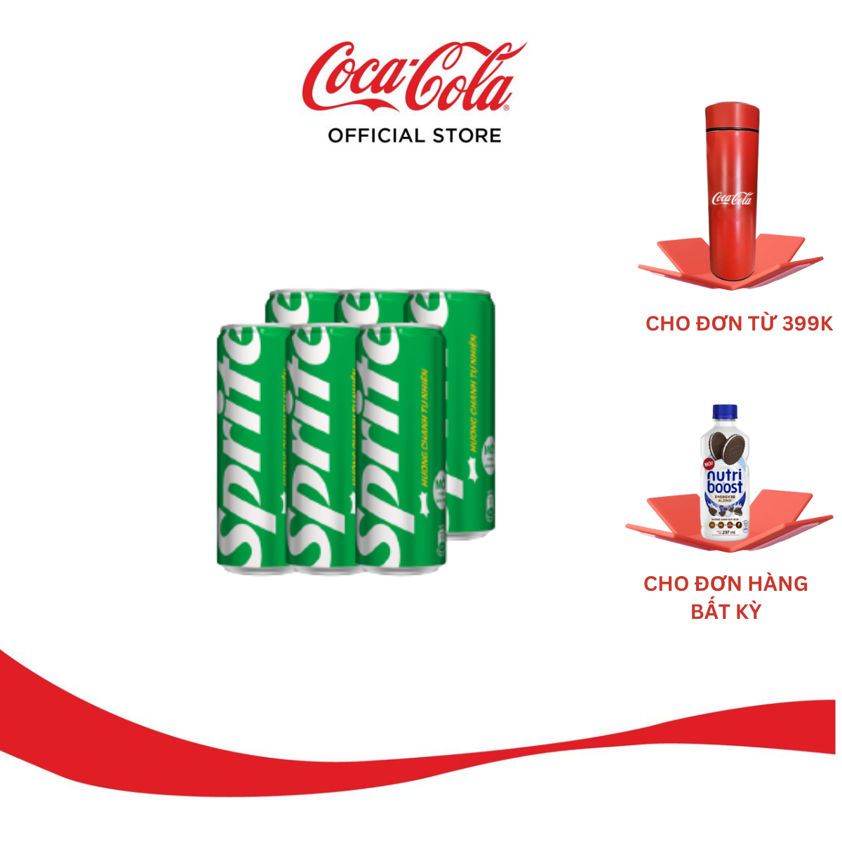 Lốc 6 Lon Nước Ngọt Giải Khát Có Gas Sprite Hương Chanh 320ml/Lon Coca-Cola Official Store