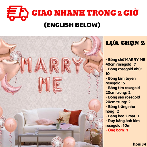 Bộ bong bóng trang trí cầu hôn set balloon hpni35