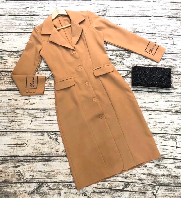 ĐẦM CỔ VEST NÚT BỌC