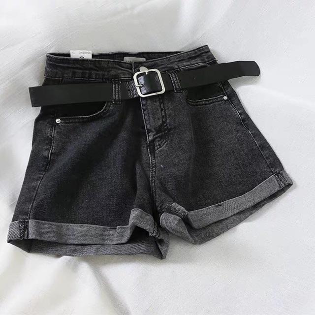 Quần short jeans trơn Xám gấp lai - ko kèm nịt
