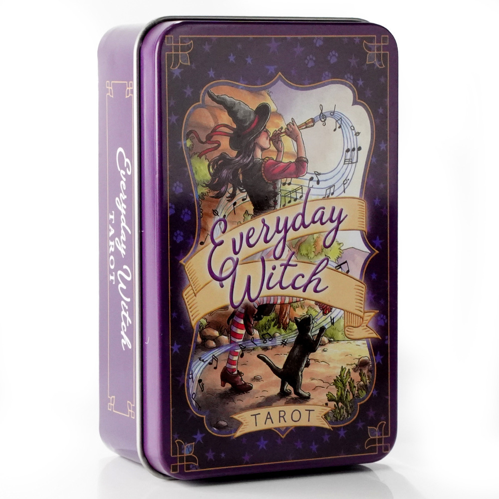 [Mạ Cạnh] Bộ Bài Everyday Witch Tarot Hộp Thiếc Mạ Cạnh Tím 78 Lá Tặng File Tiếng Anh Và Đá Thanh Tẩy