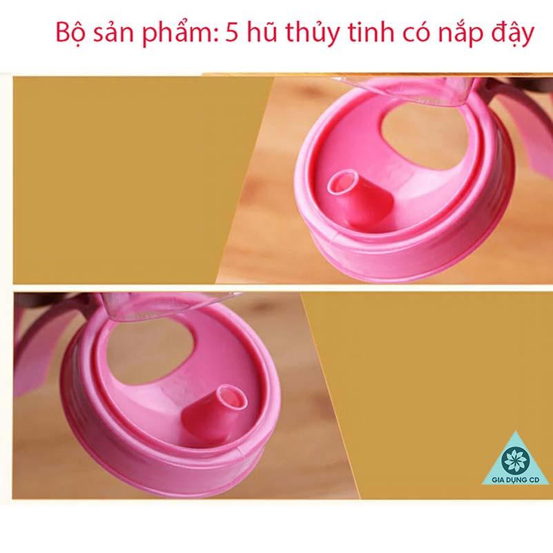 Bộ 5 Hủ Đựng Gia Vị Thủy Tinh Có Tay Cầm ( BỘ GIA VỊ 5 MÓN )