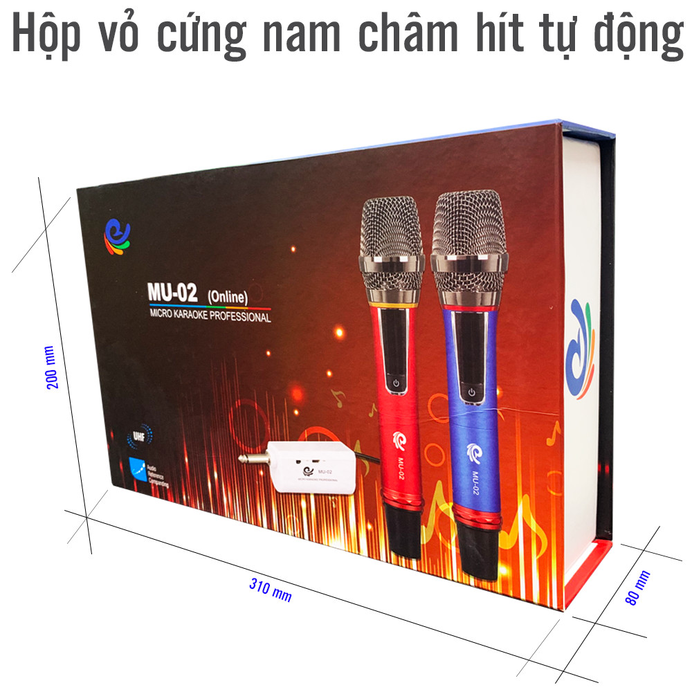 Micro Không Dây - Mích Hát Karaoke MU02 - Chuyên Dành Cho Mọi Loa Kéo, Âm Ly - Tần Số 50, Hát Nhẹ Và Êm - Phù Hợp Cho Những Bữa Tiệc Dã Ngoại - Hàng Nhập Khẩu