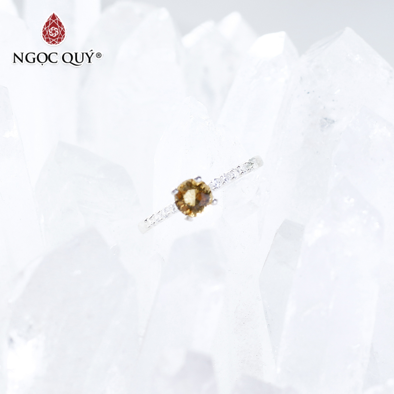 Nhẫn bạc nữ đá Citrine mệnh thổ, kim - Ngọc Quý Gemstones