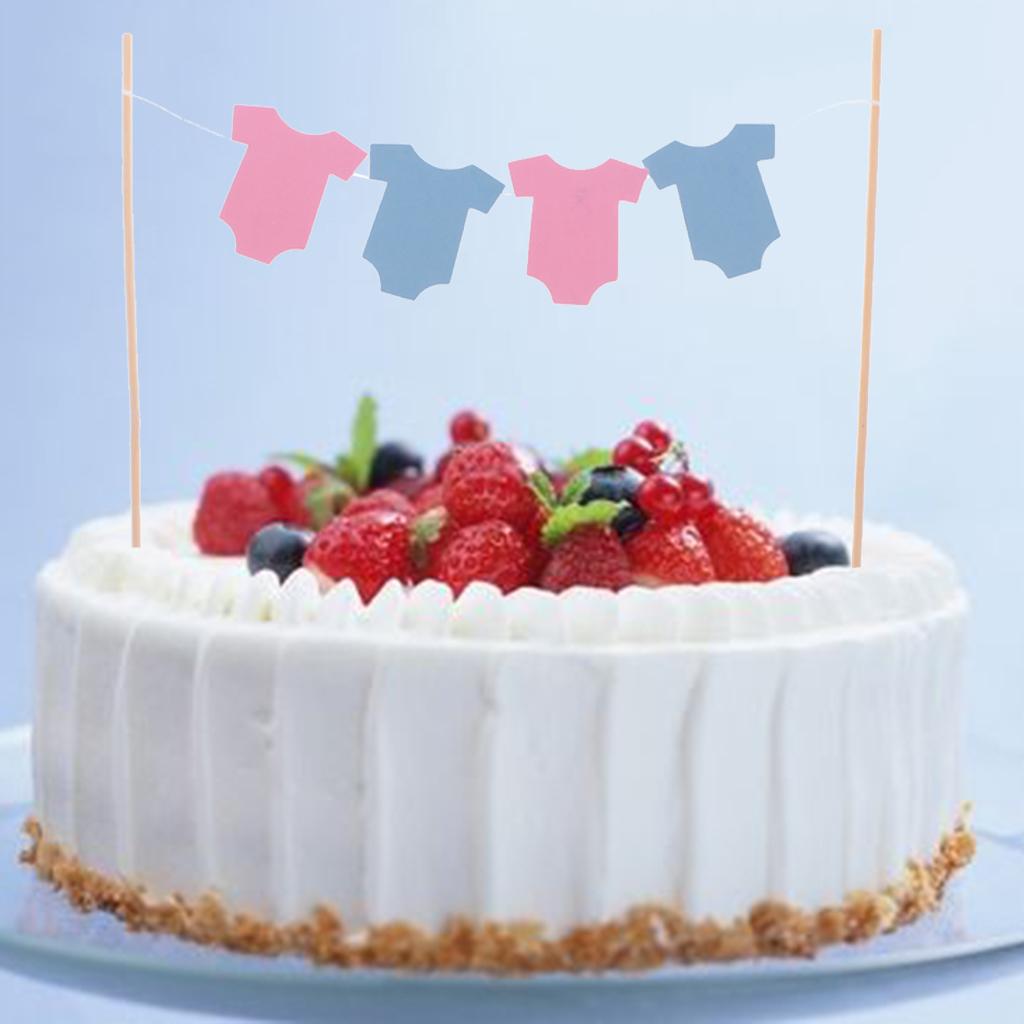 Cute Baby Clothes Cake Topper Banner Baby Shower Birthday Party Decor