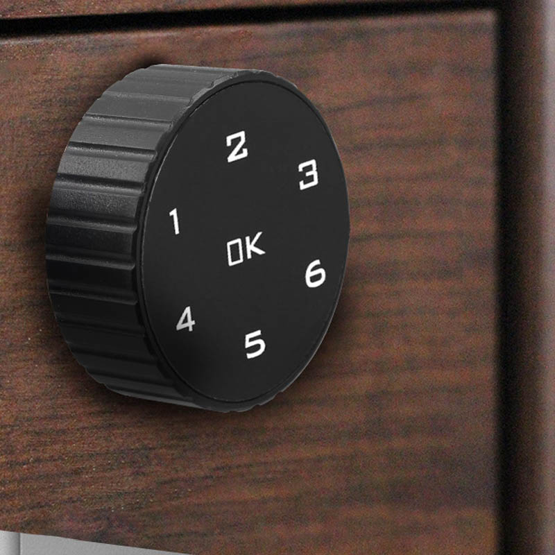 Khóa số điện tử KTS138 dùng cho cánh tủ, ngăn kéo bàn, loại mặt tròn, 6 số có thể thay đổi được mã số