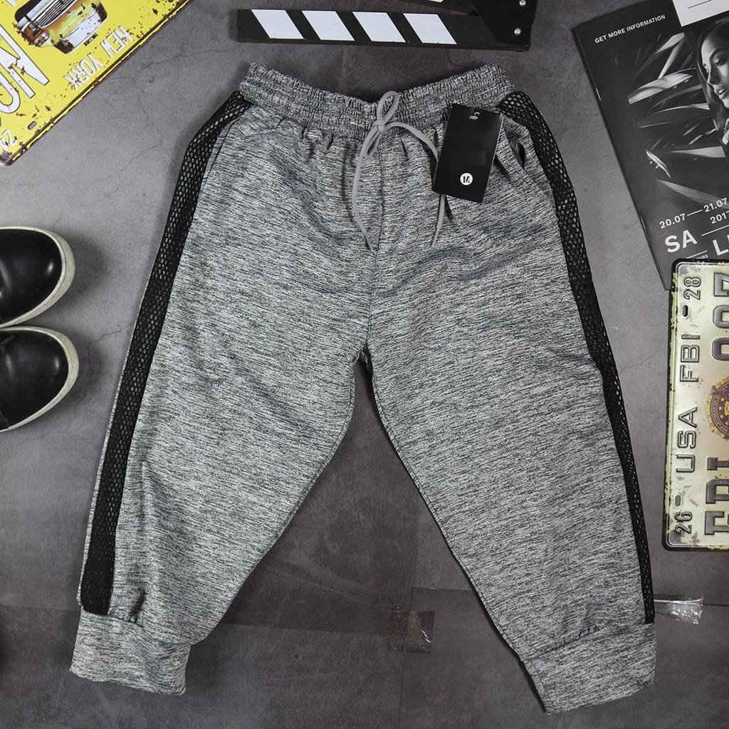 Quần jogger nữ lửng phối lưới hot trend (có 2 màu đen và xám)