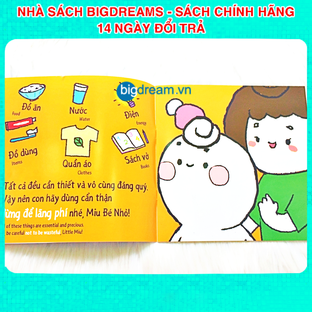 BẢN MỚI SONG NGỮ Miu Bé Nhỏ Đừng Lãng Phí Nhé! P2 Ehon Kĩ Năng Sống Cho Bé 1-6 Tuổi Miu miu tự lập hiểu chuyện