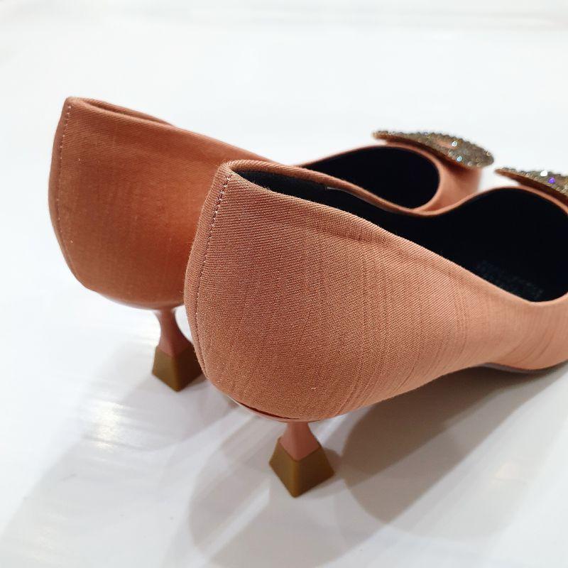 Giày Cao Gót 7 Phân Da Lì Đính Mặt Vuông 73223_153173